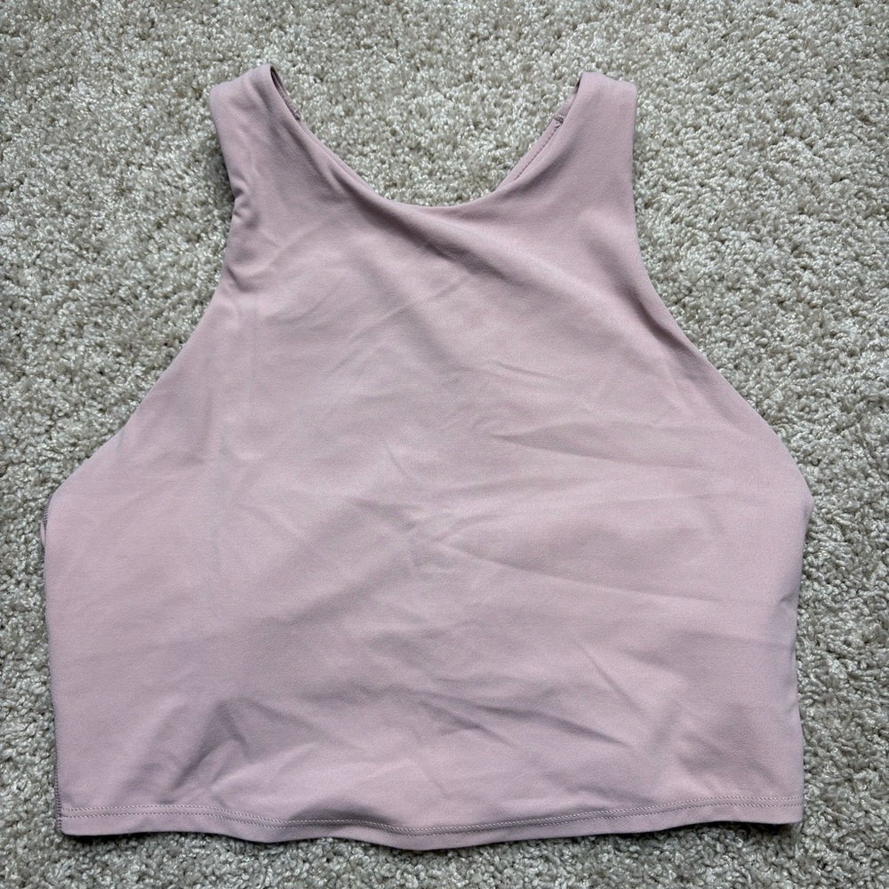 Athleta High-Neck Crop Sports Bra in Dusty Rose